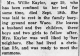 Death of Mrs. Willie Kayor 1919 Death of Mrs. Willie Kayor 1919